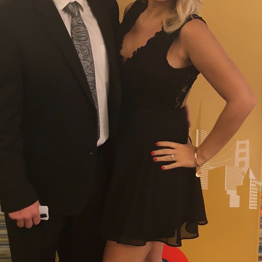 Lulus black lace formal skater dress